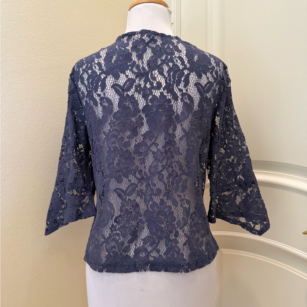 NWT Elegant dutch ( denim) blue Lace Cardigan - Picture 3 of 4